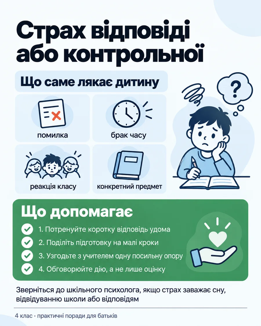 Пам’ятка для батьків: страх відповіді або контрольної