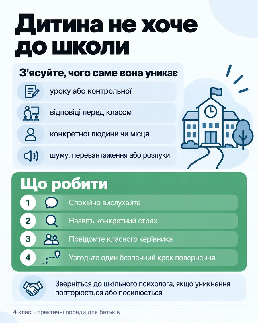 Пам’ятка для батьків: дитина не хоче до школи