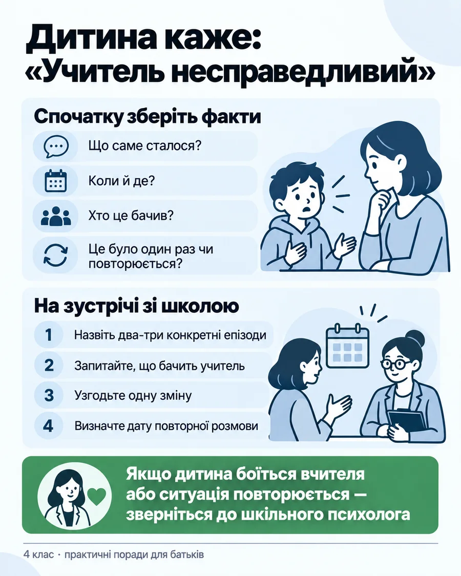 Пам’ятка для батьків: дитина скаржиться на вчителя